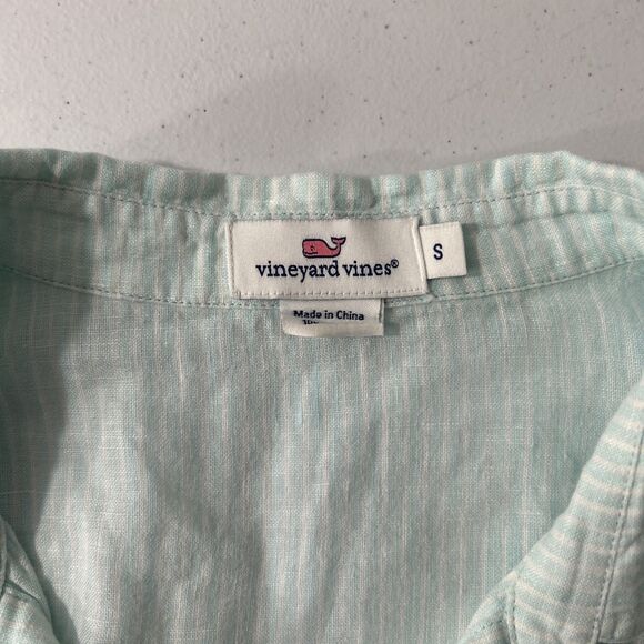 Vineyard Vines Top Women S Mint Stripe Linen Resort Beachy Preppy Nautical - Picture 6 of 10